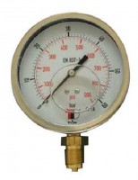 Nyomásmérő óra 315 bar, acél, DN 100, 1/2" BSP, glicerines csillapítással, vertikális csatlakozással