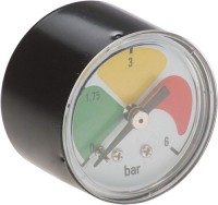 Nyomásmérő óra 6 bar, acél, DN 40, 1/8" BSPT, színes skála, hátsó csatlakozással