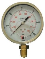 Nyomásmérő óra 10 bar, acél, DN 63, 1/4" NPT, glicerines csillapítással, vertikális csatlakozással