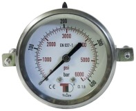 Nyomásmérő óra 10 bar, acél, DN 63, 1/4" BSP, glicerines csillapítással, karima nélkül, hátsó csatlakozással