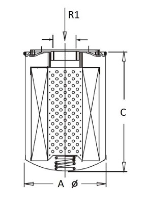 Hidraulika szűrőbetét XL11, 25µ papír, Ø93mm, 3/4 BSP, 100l/perc méretrajz